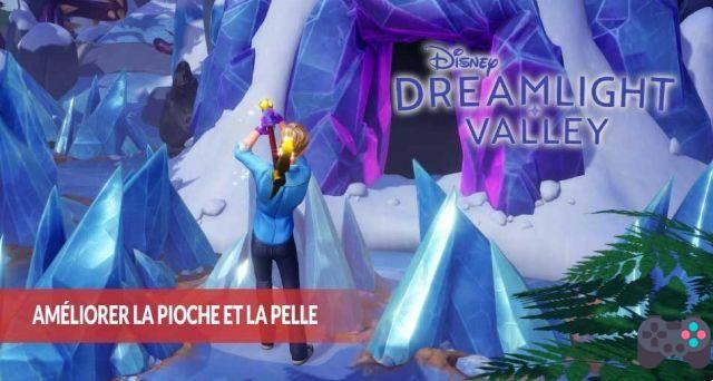 Guía de Disney Dreamlight Valley sobre cómo mejorar tu pico y pala para romper grandes rocas y hielo