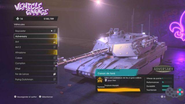 Guide Saints Row how to have your own battle tank (tank) parked in the garage